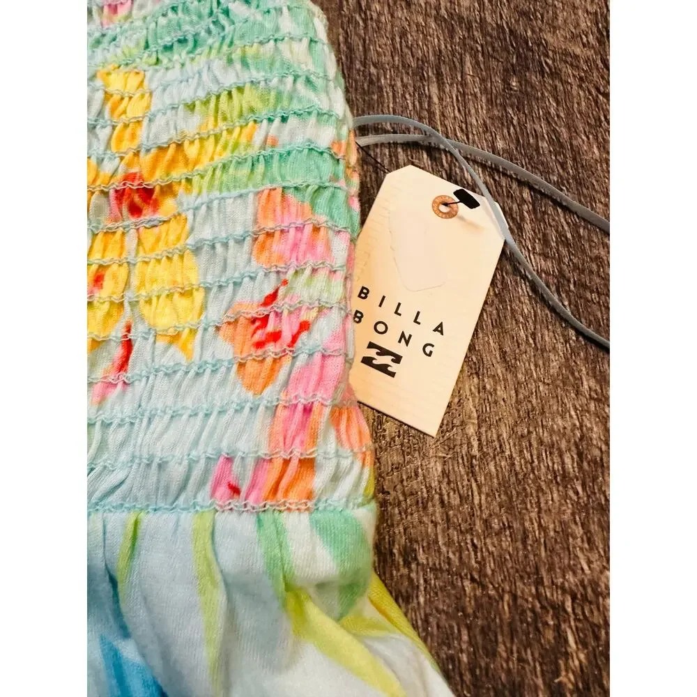Billa Bong Girls Multicolor Tropical Smocked Sleeveless Sundress Size Small NWT